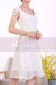 Cap Sleeve Short White Lace Party Dresses With Shiny Belt - Ref C920 - 03