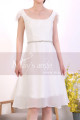 Cap Sleeve Short White Lace Party Dresses With Shiny Belt - Ref C920 - 04