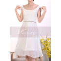 Cap Sleeve Short White Lace Party Dresses With Shiny Belt - Ref C920 - 05