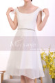 Cap Sleeve Short White Lace Party Dresses With Shiny Belt - Ref C920 - 05