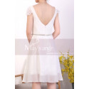 Cap Sleeve Short White Lace Party Dresses With Shiny Belt - Ref C920 - 06