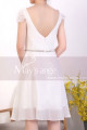Cap Sleeve Short White Lace Party Dresses With Shiny Belt - Ref C920 - 06
