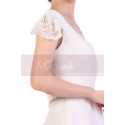 Cap Sleeve Short White Lace Party Dresses With Shiny Belt - Ref C920 - 07