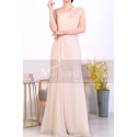 Peach Long Asymmetrical Evening Dress With Slit And One Flower Strap - Ref L1967 - 03