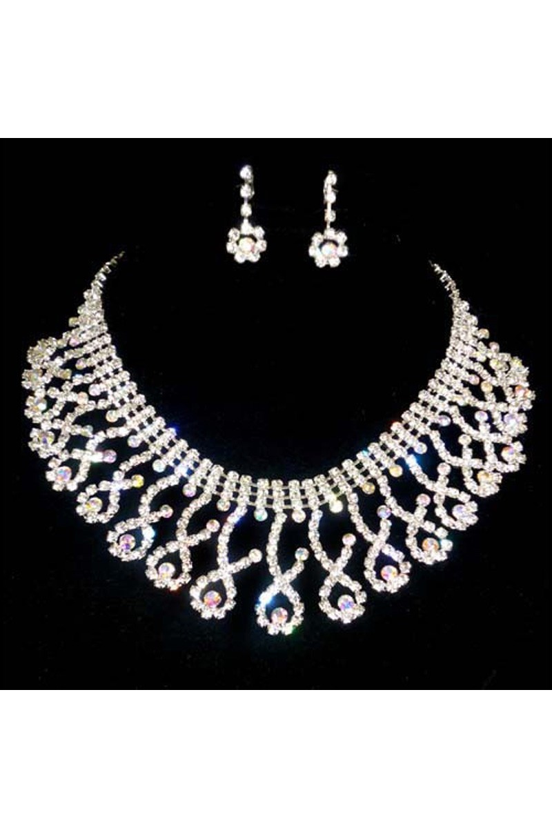 Best rhinestone wedding necklaces set - Ref E092 - 01