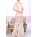 Peach Long Asymmetrical Evening Dress With Slit And One Flower Strap - Ref L1967 - 05