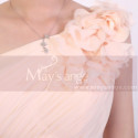 Peach Long Asymmetrical Evening Dress With Slit And One Flower Strap - Ref L1967 - 06