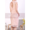 Robe Fourreau Rose En Dentelle Manche Courte Ouverture Au Dos - Ref C916 - 04