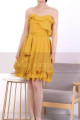 Mustard Yellow Strapless Dress With Flounce Skirt - Ref C917 - 03