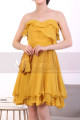 Mustard Yellow Strapless Dress With Flounce Skirt - Ref C917 - 05