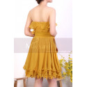 Mustard Yellow Strapless Dress With Flounce Skirt - Ref C917 - 07