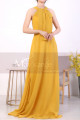 Licou Collar Long Sleeveless  Mustard Yellow Prom Dress - Ref L1968 - 02