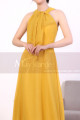Licou Collar Long Sleeveless  Mustard Yellow Prom Dress - Ref L1968 - 03