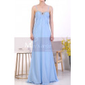 Sky Blue Plus Size Long Chiffon Bridesmaid Dresses Shiny Neckline - Ref L1969 - 05