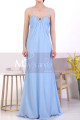 Sky Blue Plus Size Long Chiffon Bridesmaid Dresses Shiny Neckline - Ref L1969 - 05
