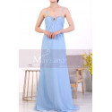 Sky Blue Plus Size Long Chiffon Bridesmaid Dresses Shiny Neckline - Ref L1969 - 04