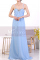 Sky Blue Plus Size Long Chiffon Bridesmaid Dresses Shiny Neckline - Ref L1969 - 04