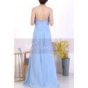 Sky Blue Plus Size Long Chiffon Bridesmaid Dresses Shiny Neckline - Ref L1969 - 03