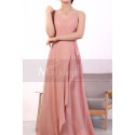 Long Strap Chiffon Pink Bridesmaid Dresses With Train - Ref L1970 - 03