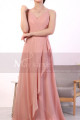 Long Strap Chiffon Pink Bridesmaid Dresses With Train - Ref L1970 - 03