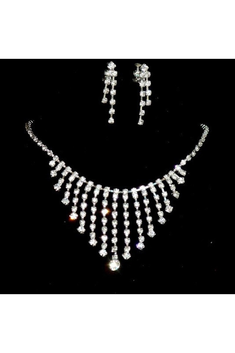 Parure tombée de lumière cristal blanc - Ref E096 - 01 Parure tombée de lumière cristal blanc - Ref E096 - 01