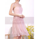 Draped Top Pink Chiffon Strapless Dress - Ref C922 - 06