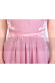 A-Line Long Formal Pink Dress With Back Tie Belt And White Lace - Ref L1971 - 06