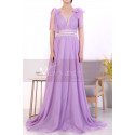 Robe Longue Dos Nu Lilas Dentelle Et Noeuds Sur Les Epaules - Ref L1972 - 05