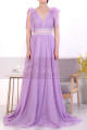 Long Chic Lilac Backless Dress With Lace And Bows On The Shoulders - Ref L1972 - 05