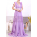 Robe Longue Dos Nu Lilas Dentelle Et Noeuds Sur Les Epaules - Ref L1972 - 04