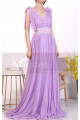 Long Chic Lilac Backless Dress With Lace And Bows On The Shoulders - Ref L1972 - 02