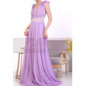 Long Chic Lilac Backless Dress With Lace And Bows On The Shoulders - Ref L1972 - 07