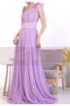 Long Chic Lilac Backless Dress With Lace And Bows On The Shoulders - Ref L1972 - 07