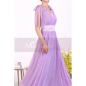 Robe Longue Dos Nu Lilas Dentelle Et Noeuds Sur Les Epaules - Ref L1972 - 06