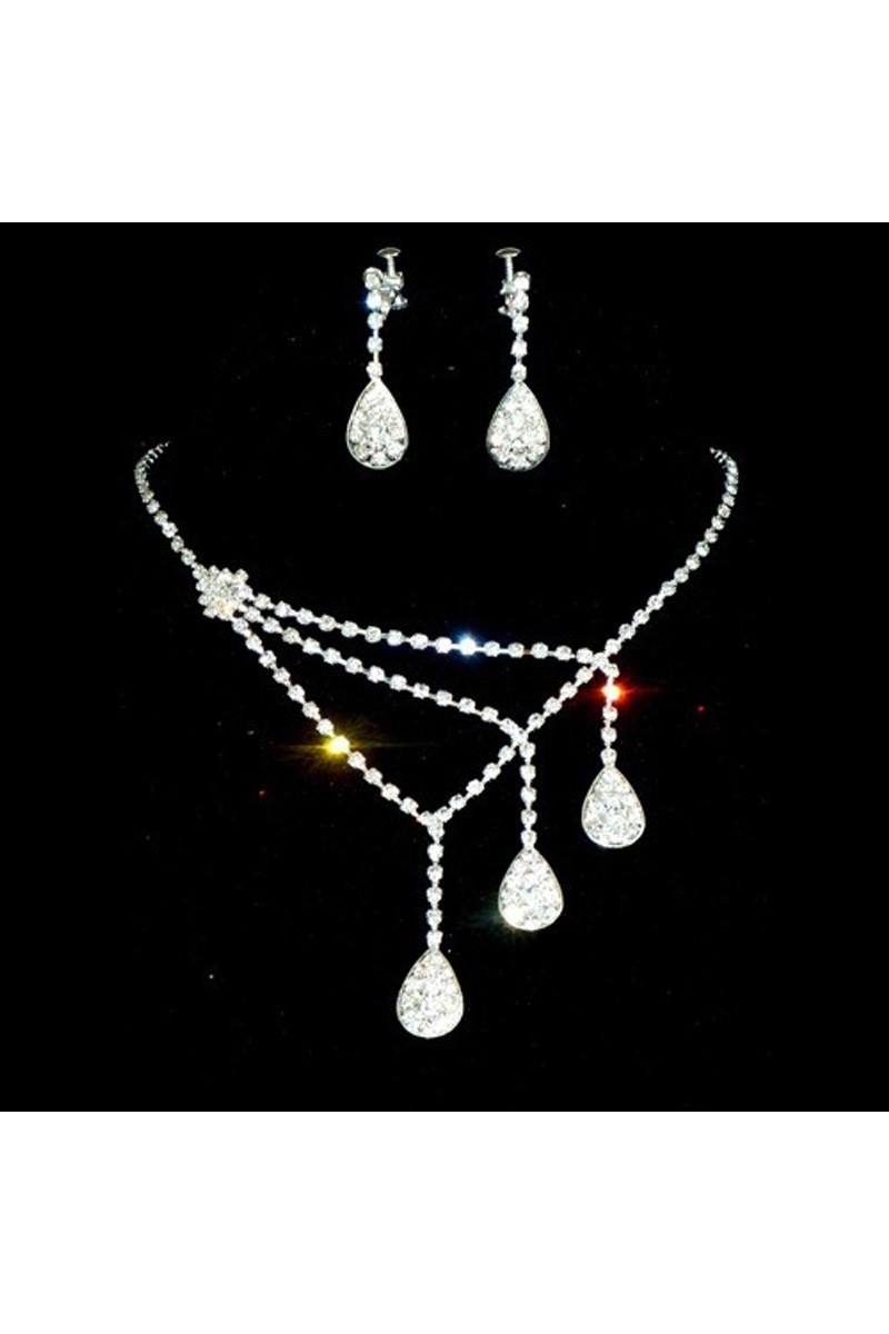 Necklace and earring set sparkly stone - Ref E100 - 01