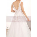 Embroidered A-Line Transparency White Backless Wedding Dresses With Train - Ref M067 - 02