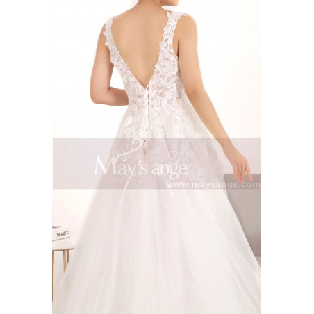 Robe Mariage Dos Nu Blanche Sexy Dentelle Fleur