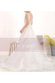 Embroidered A-Line Transparency White Backless Wedding Dresses With Train - Ref M067 - 04