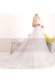 Embroidered A-Line Transparency White Backless Wedding Dresses With Train - Ref M067 - 05