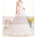 Embroidered A-Line Transparency White Backless Wedding Dresses With Train - Ref M067 - 06