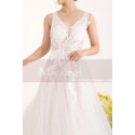 Embroidered A-Line Transparency White Backless Wedding Dresses With Train - Ref M067 - 03