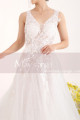 Embroidered A-Line Transparency White Backless Wedding Dresses With Train - Ref M067 - 03