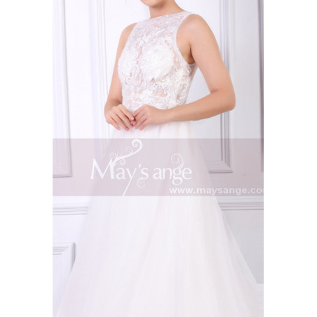 Sexy Lace Wedding Dress With Sheer Plunging Neckline At The Back