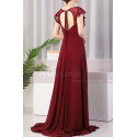 Backless burgundy Red Prom Dresses With Lace V Neckline - Ref L1974 - 05