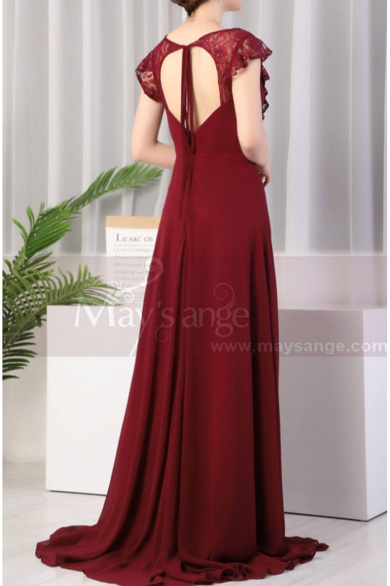 Robe Habillée Noire Et Bordeaux Dentelle Jus D'Orange - Taille 38/M - Occasion Très Bon état