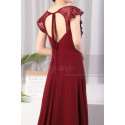 Backless burgundy Red Prom Dresses With Lace V Neckline - Ref L1974 - 03