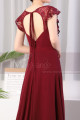 Backless burgundy Red Prom Dresses With Lace V Neckline - Ref L1974 - 03