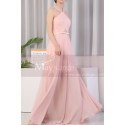 Long Pink Prom Dress Chiffon With Cut Out Top And Waist Belt - Ref L1975 - 03