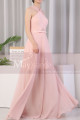 Long Pink Prom Dress Chiffon With Cut Out Top And Waist Belt - Ref L1975 - 03