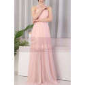 Long Pink Prom Dress Chiffon With Cut Out Top And Waist Belt - Ref L1975 - 04